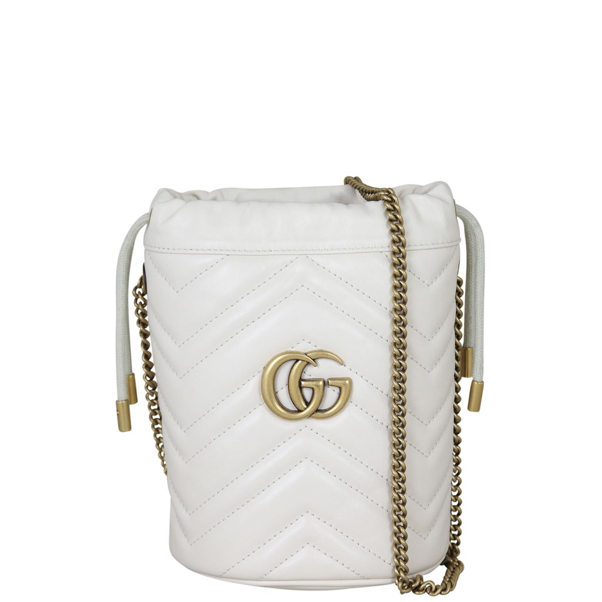 Gucci GG Marmont Mini Bucket Bag Front With Strap