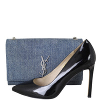 Saint Laurent Kate Chain Bag Medium Denim Front with Shoe