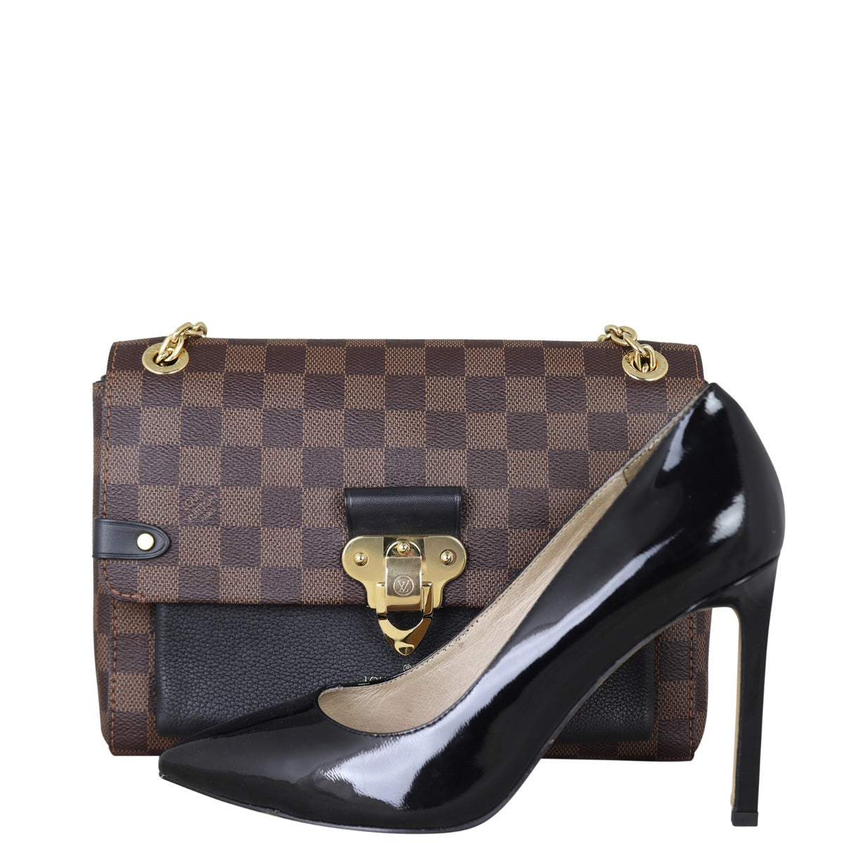 Louis Vuitton Vavin PM Damier Ebene Front with Shoe