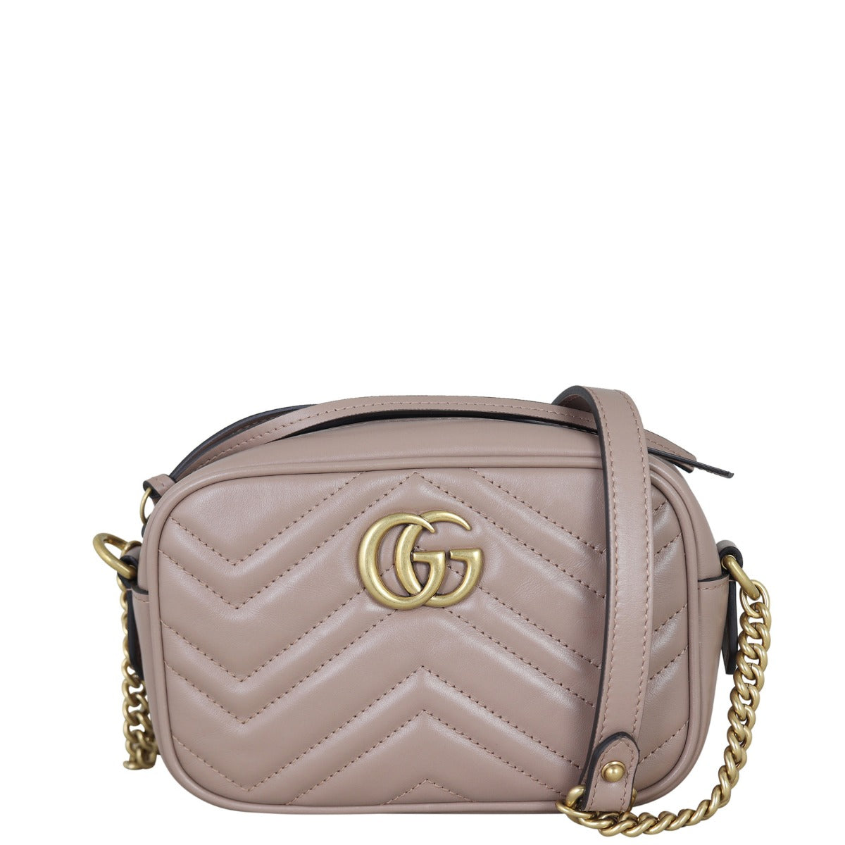 Gucci GG Marmont Mini Camera Bag Front With Strap