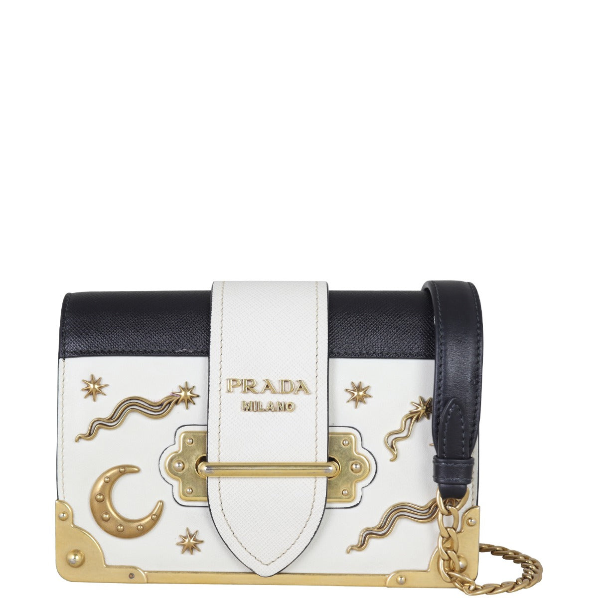 Prada Cahier Shoulder Bag Astrology Front With Strap