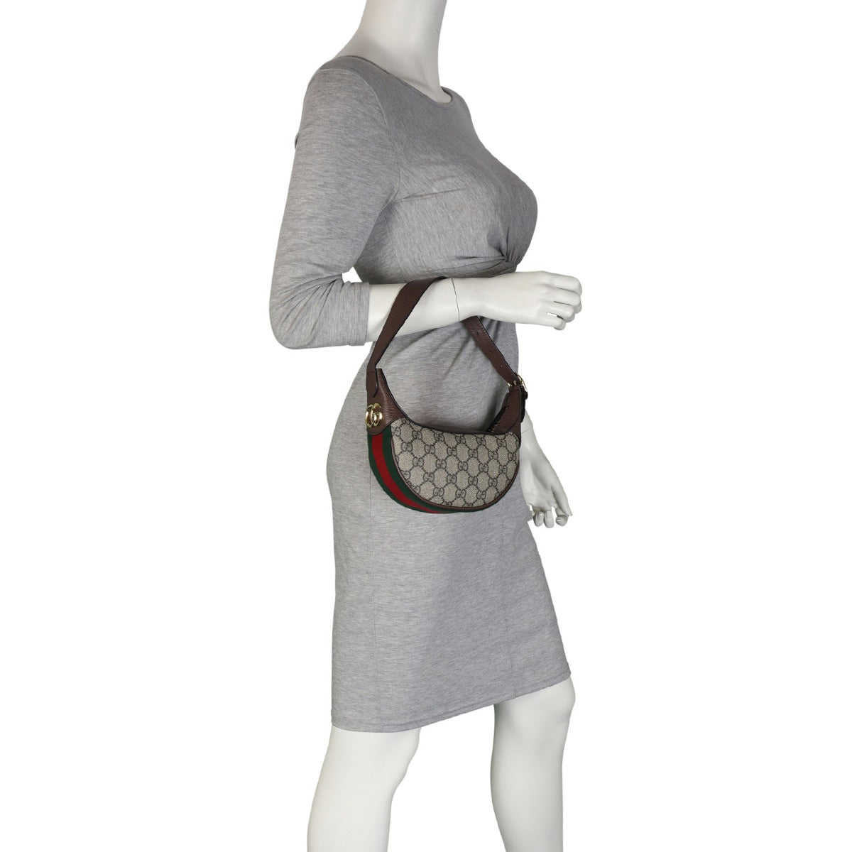 Gucci Ophidia GG Supreme Mini Crescent Shoulder Bag Mannequin