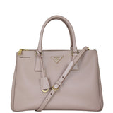 Prada Saffiano Lux Galleria Double Zip Tote Medium Front With Strap