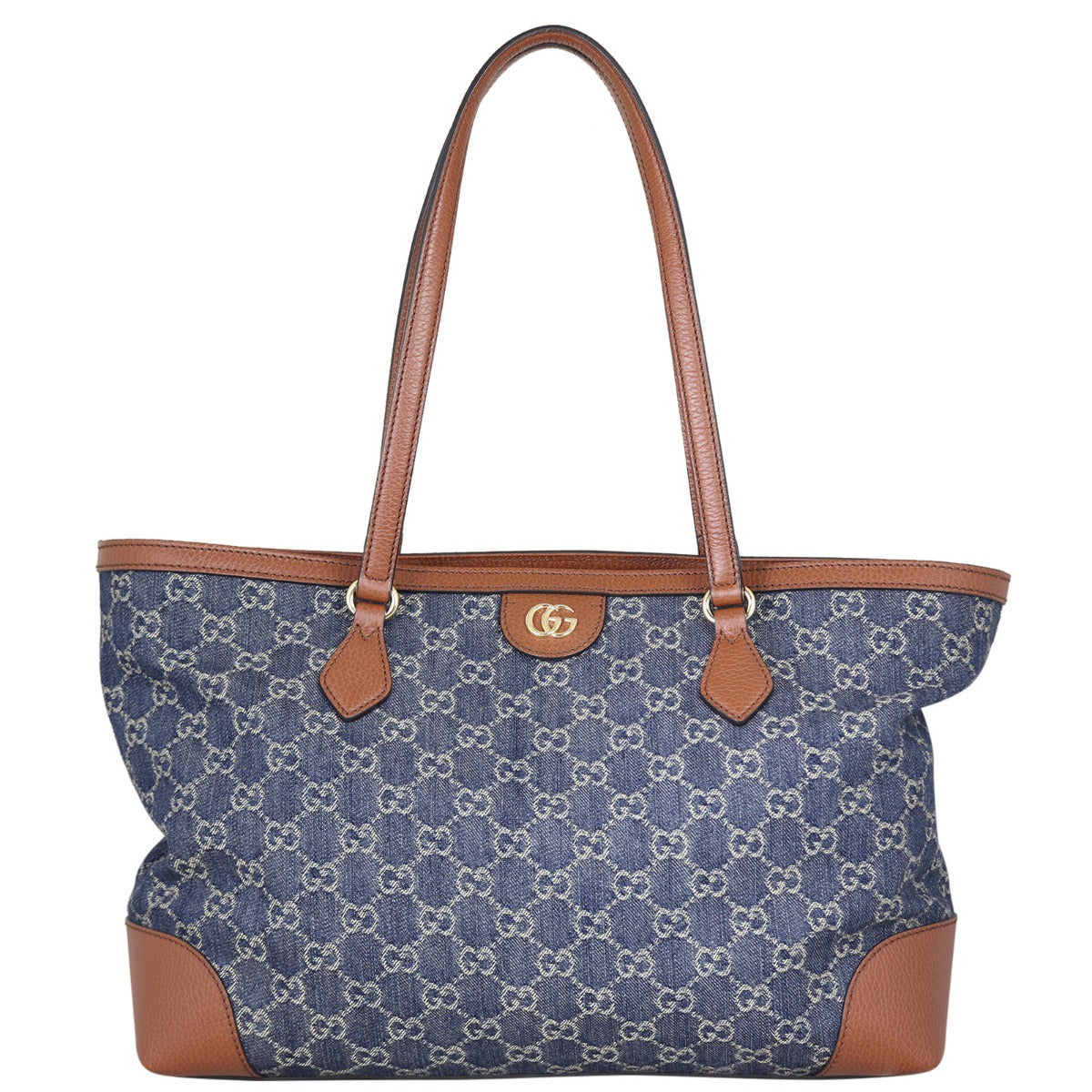 Gucci GG Denim Ophidia Tote Medium Front