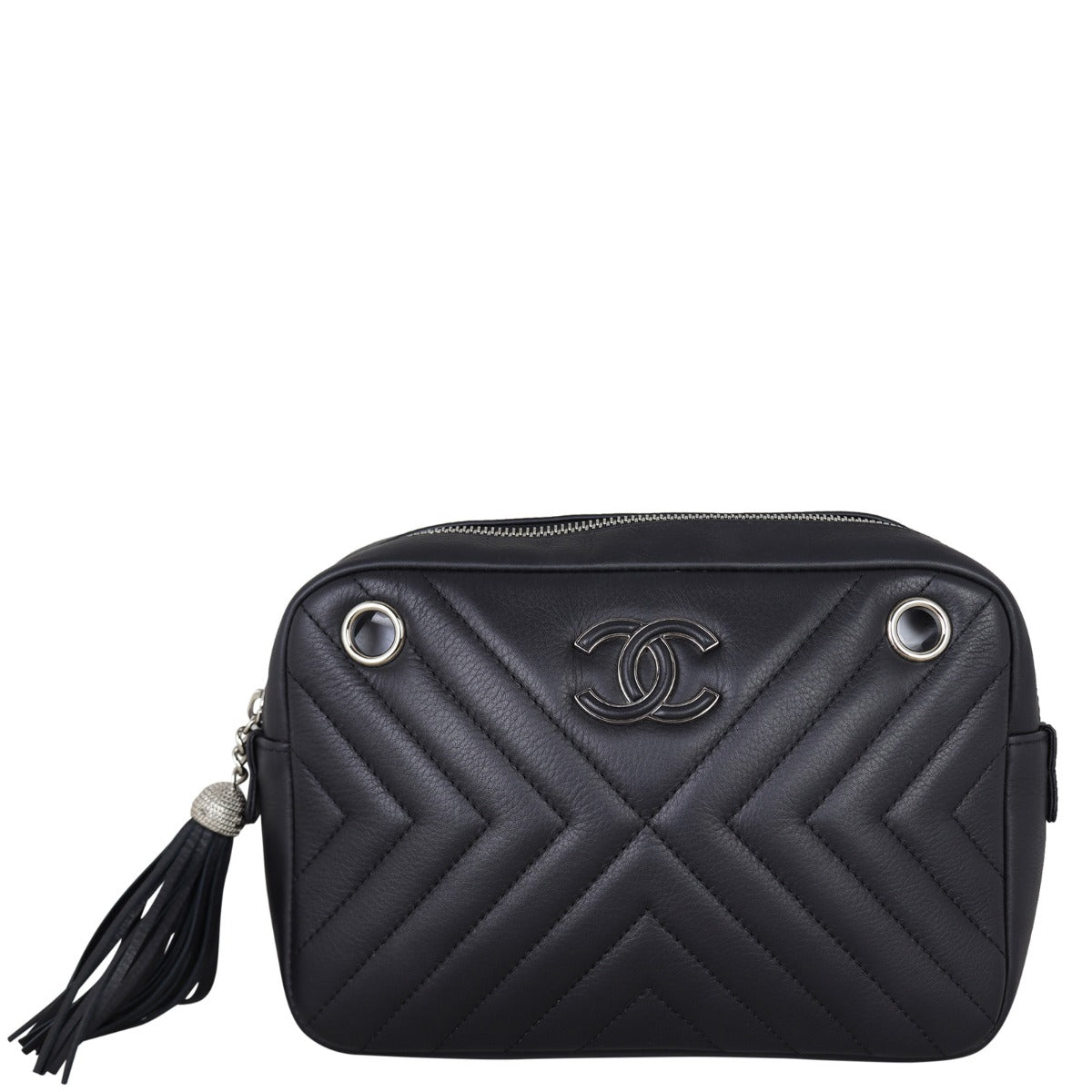 Chanel Diagonal Chevron Camera Bag Front