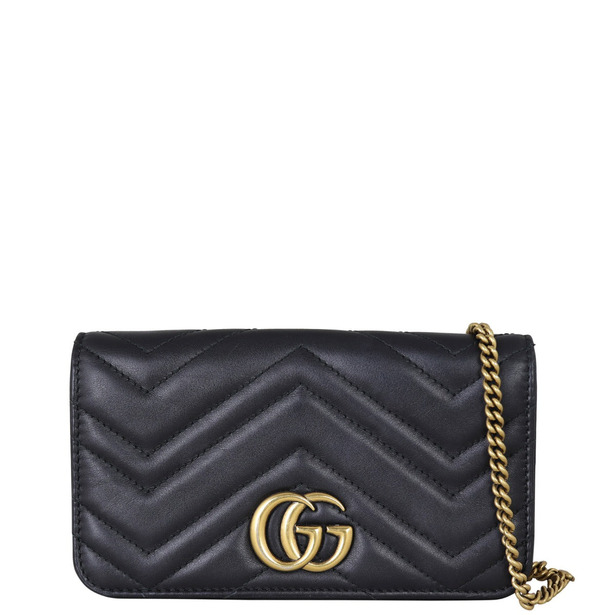 Gucci GG Marmont Super Mini Shoulder Bag Front With Chain