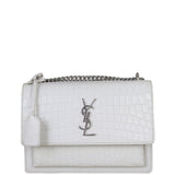 Saint Laurent Sunset Medium Croc-Embossed Front