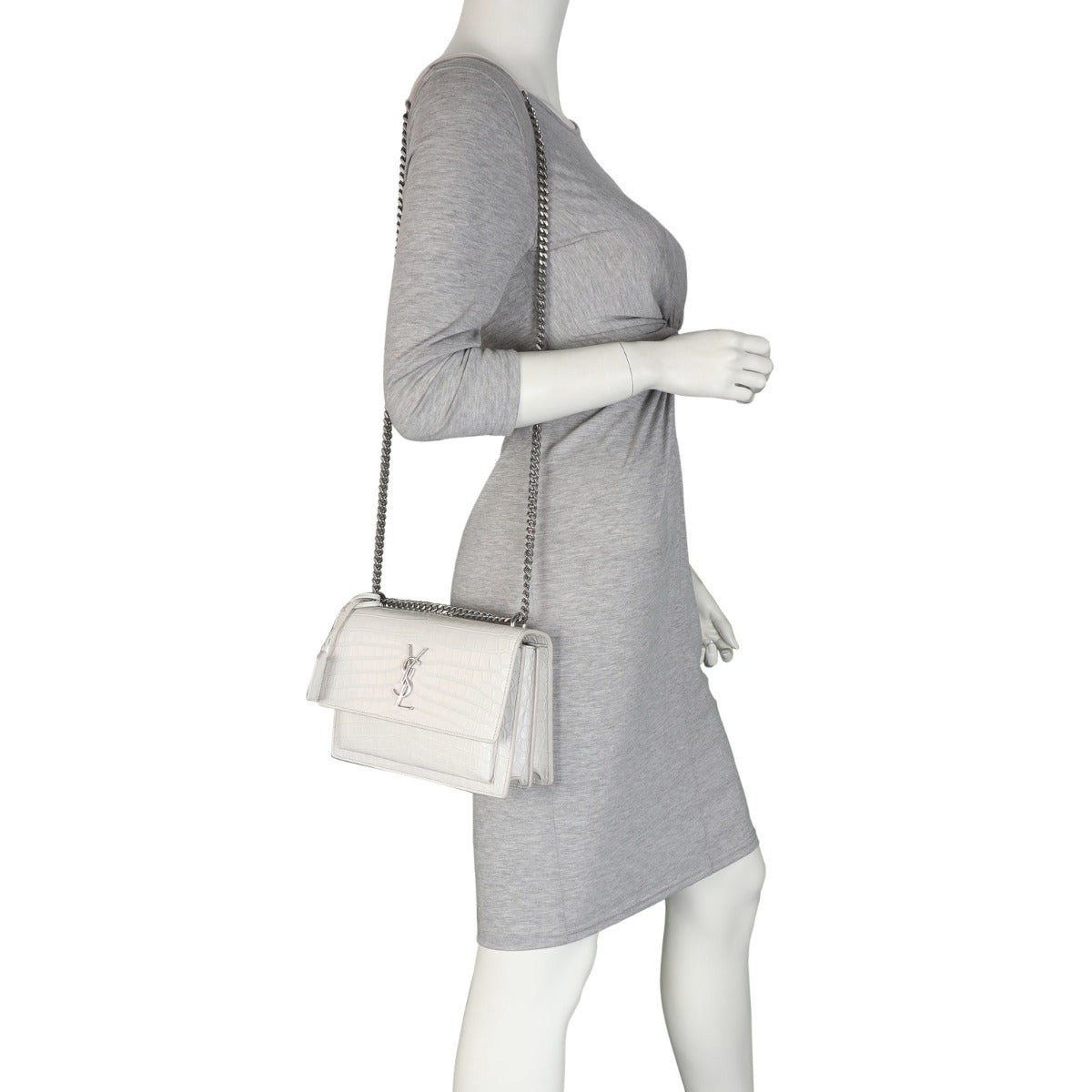 Saint Laurent Sunset Medium Croc-Embossed Mannequin