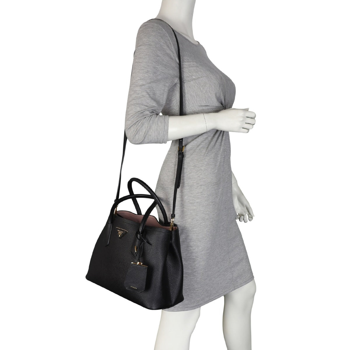 Prada Saffiano Cuir Double Bag Small Mannequin