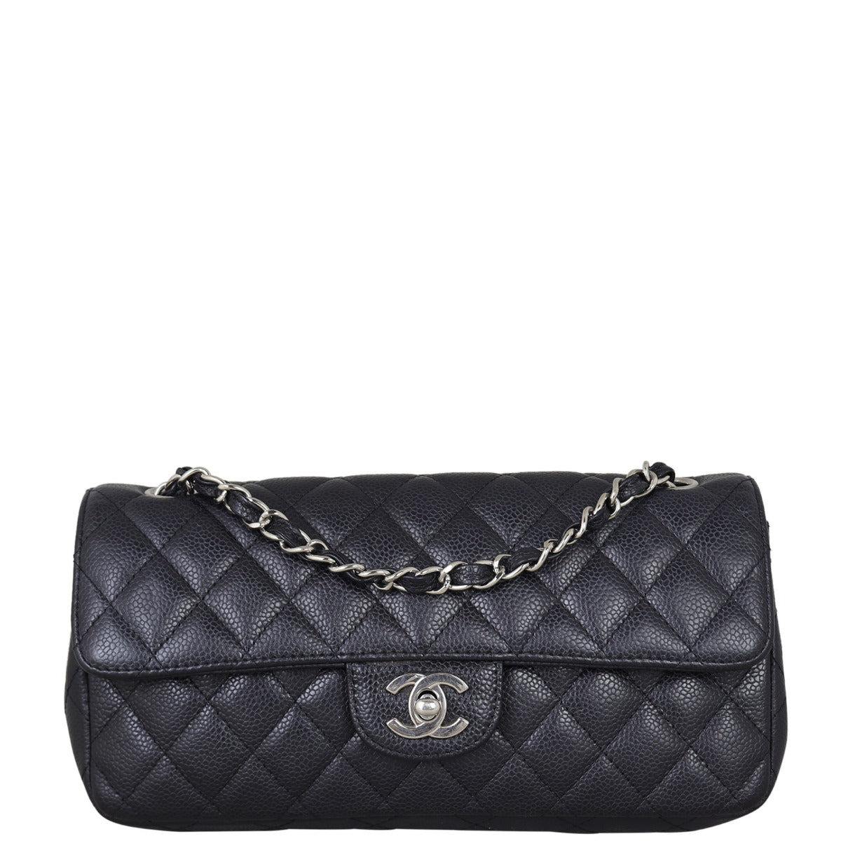 Chanel East West Flap Bag Front With Chain