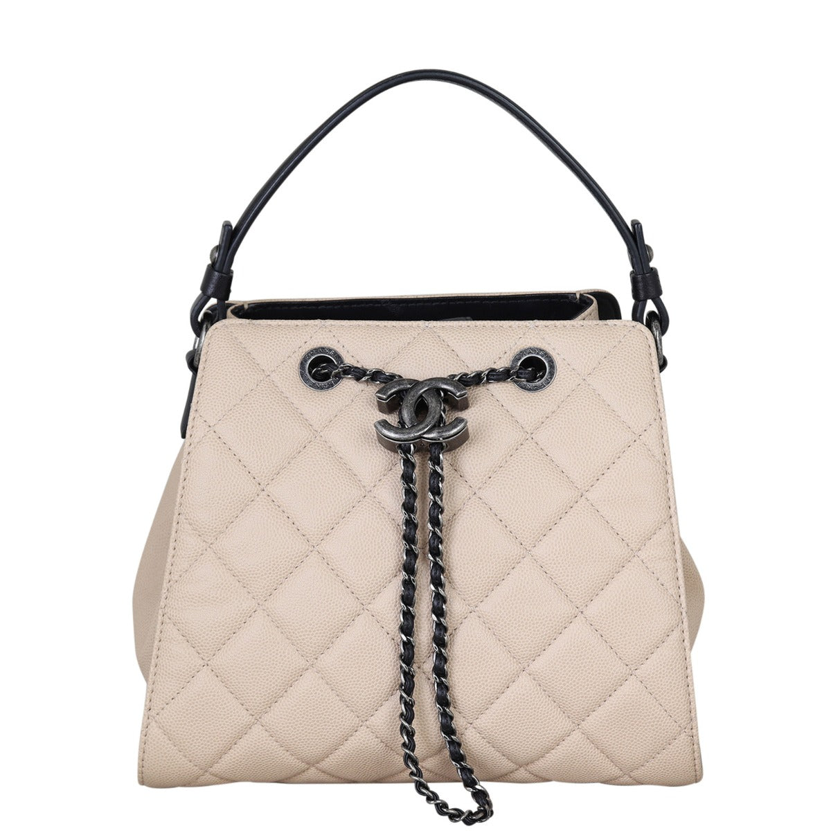 Chanel CC Quilted Bucket Bag Front