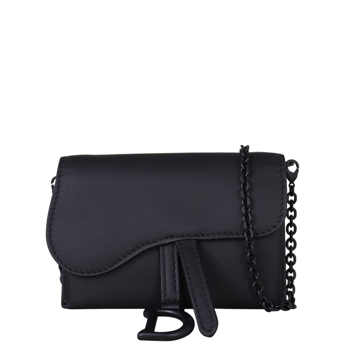 Dior Ultramatte Saddle Belt Bag Front With Chain