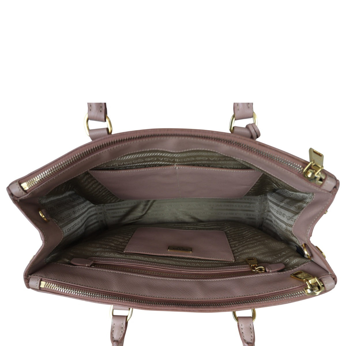Prada Saffiano Lux Galleria Double Zip Tote Medium Whole Interior