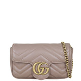 Gucci GG Marmont Super Mini Shoulder Bag Front With Chain