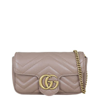 Gucci GG Marmont Super Mini Shoulder Bag Front With Chain