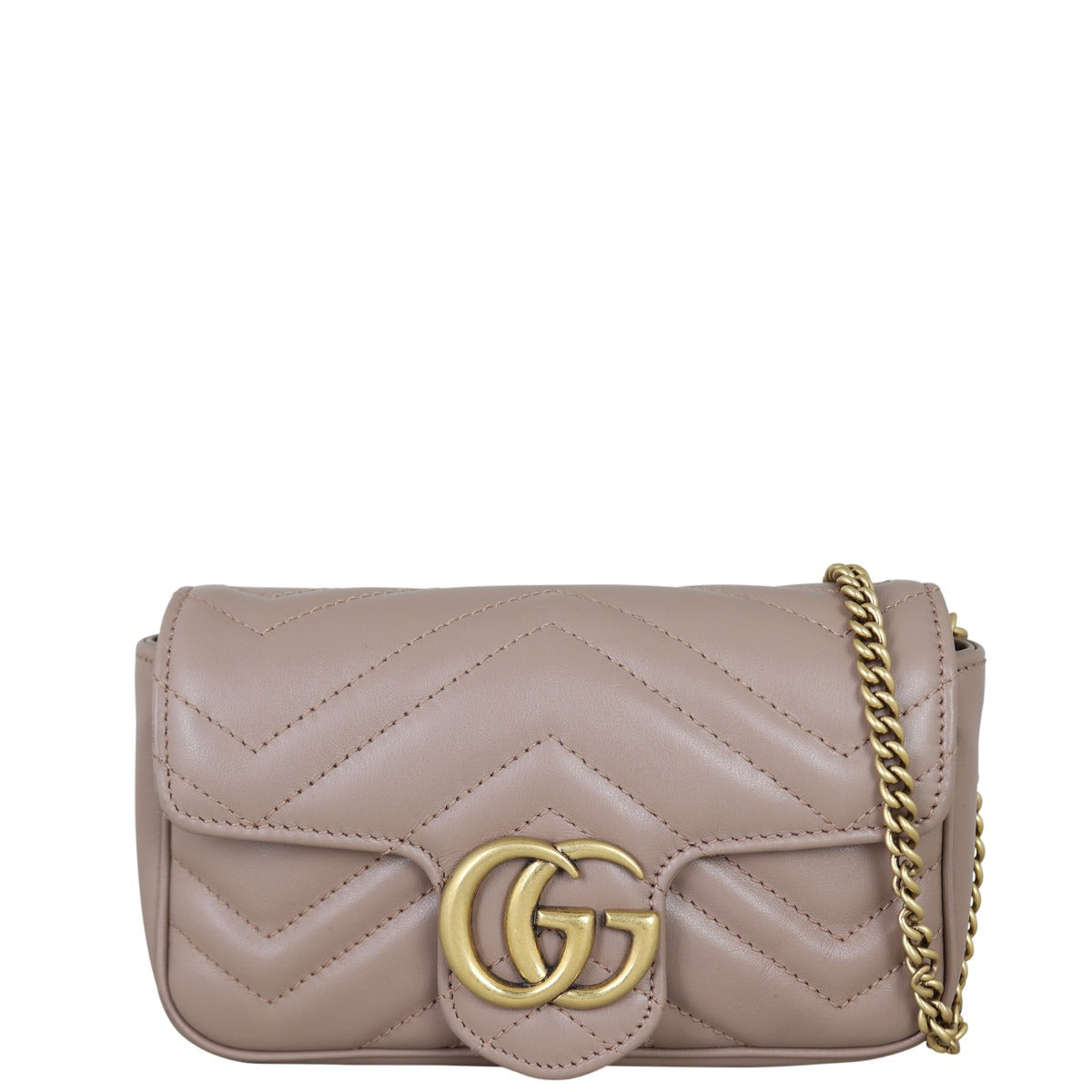 Gucci GG Marmont Super Mini Shoulder Bag Front With Chain