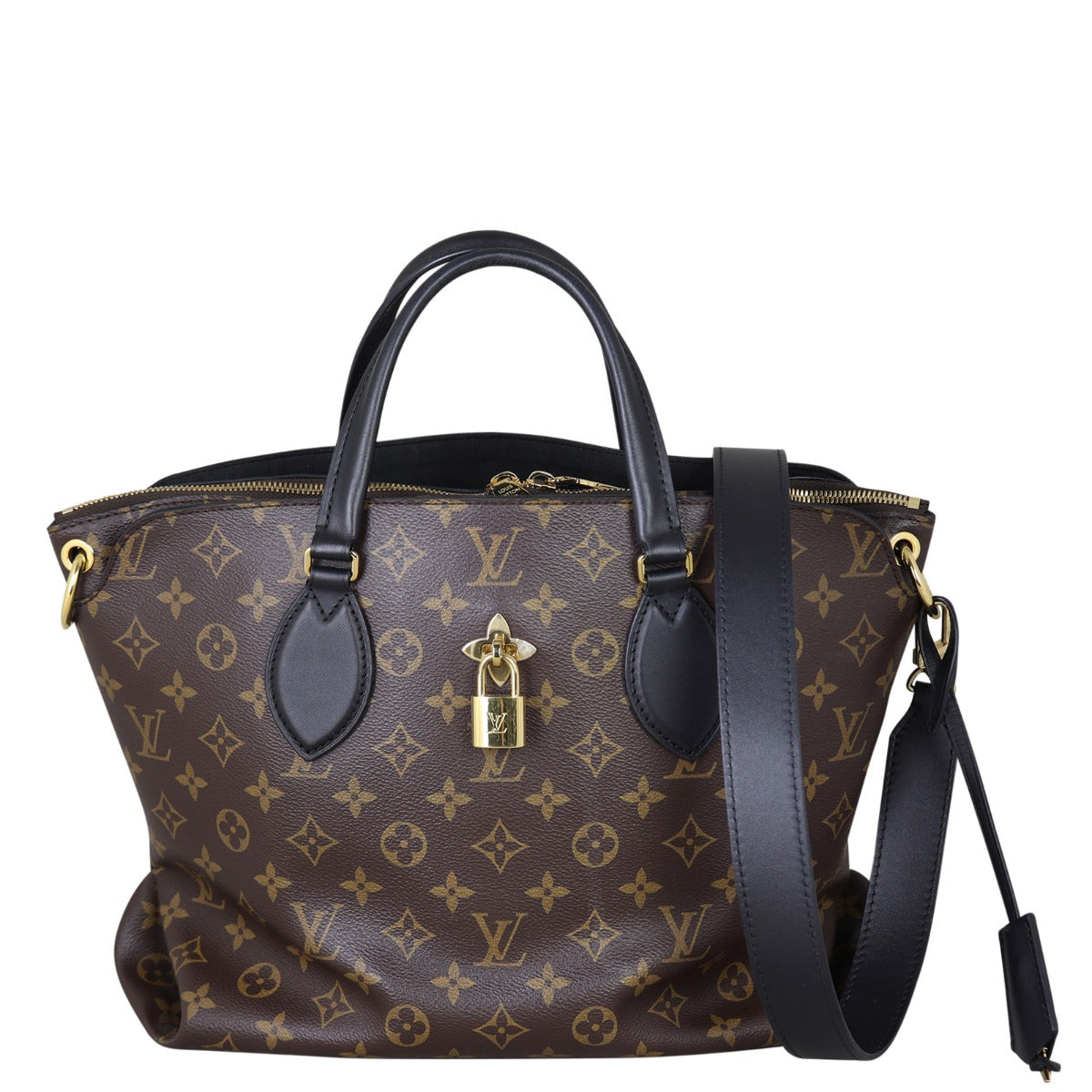 Louis Vuitton Flower Zipped Tote MM Monogram Front With Strap
