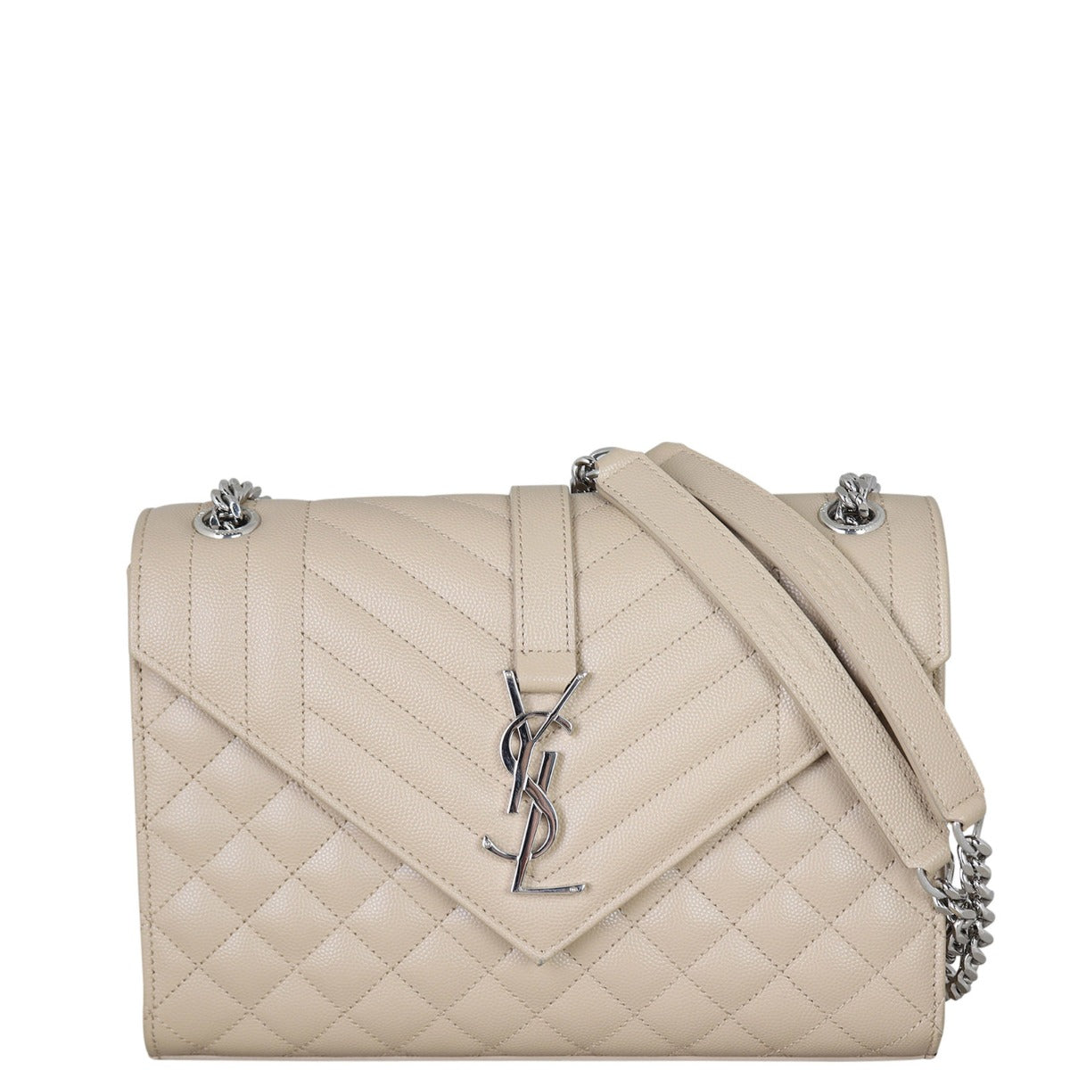 Saint Laurent Monogram Mix Matelasse Envelope Chain Bag Medium Front With Strap