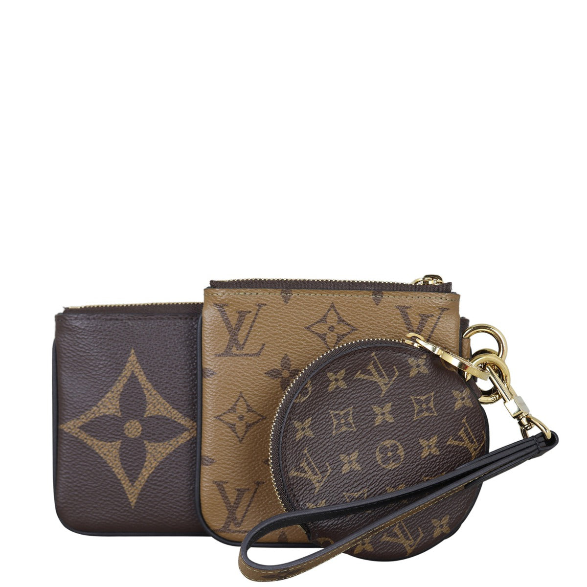 Louis Vuitton Trio Pouch Reverse Monogram Front With Pouches