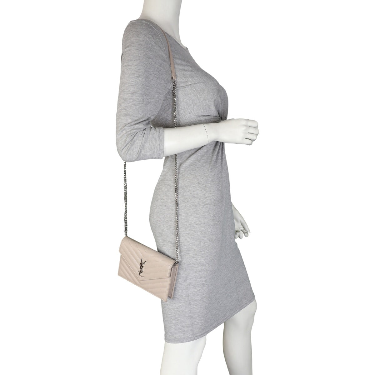 Saint Laurent Cassandre Envelope Chain Wallet Mannequin