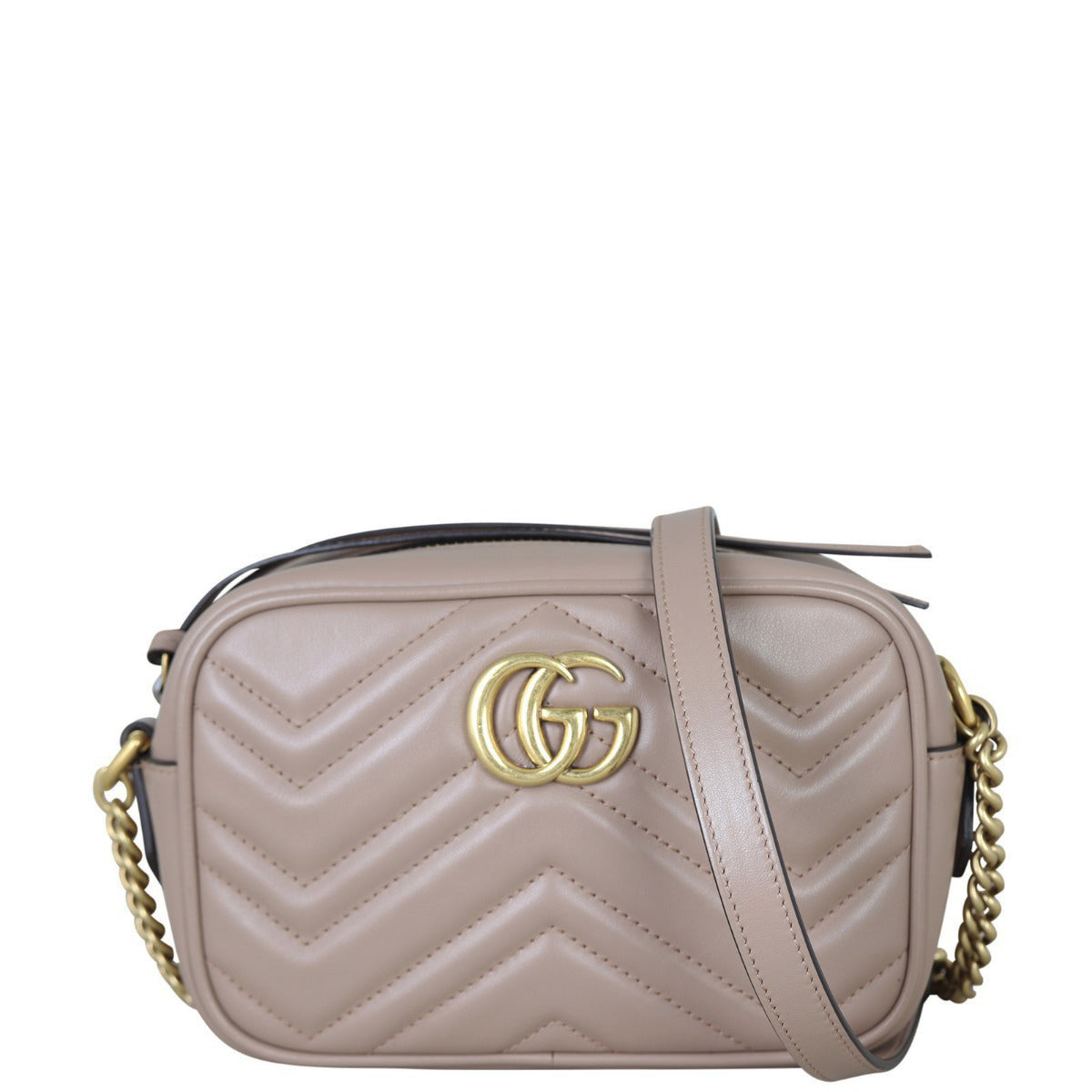 Gucci GG Marmont Mini Camera Bag Front With Strap