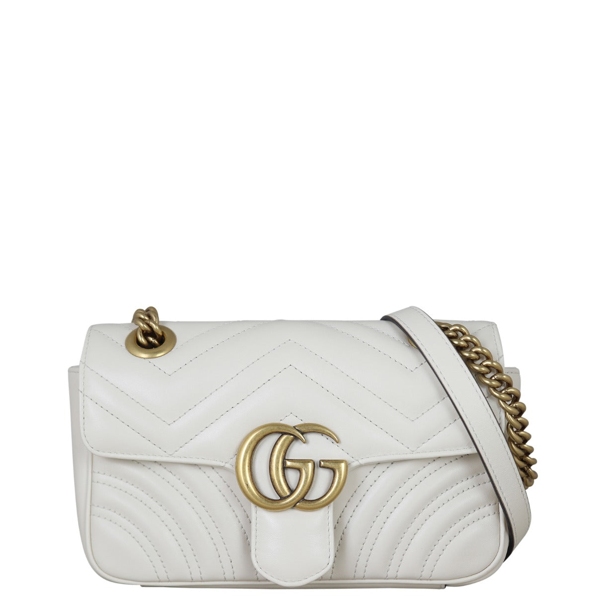 Gucci GG Marmont Matelasse Mini Shoulder Bag Front With Strap