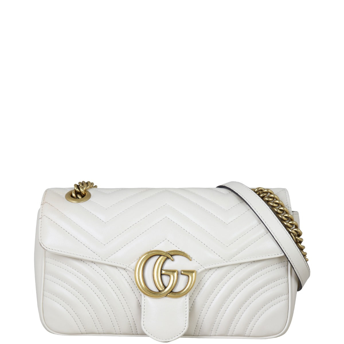 Gucci GG Marmont Matelasse Medium Shoulder Bag Front With Strap