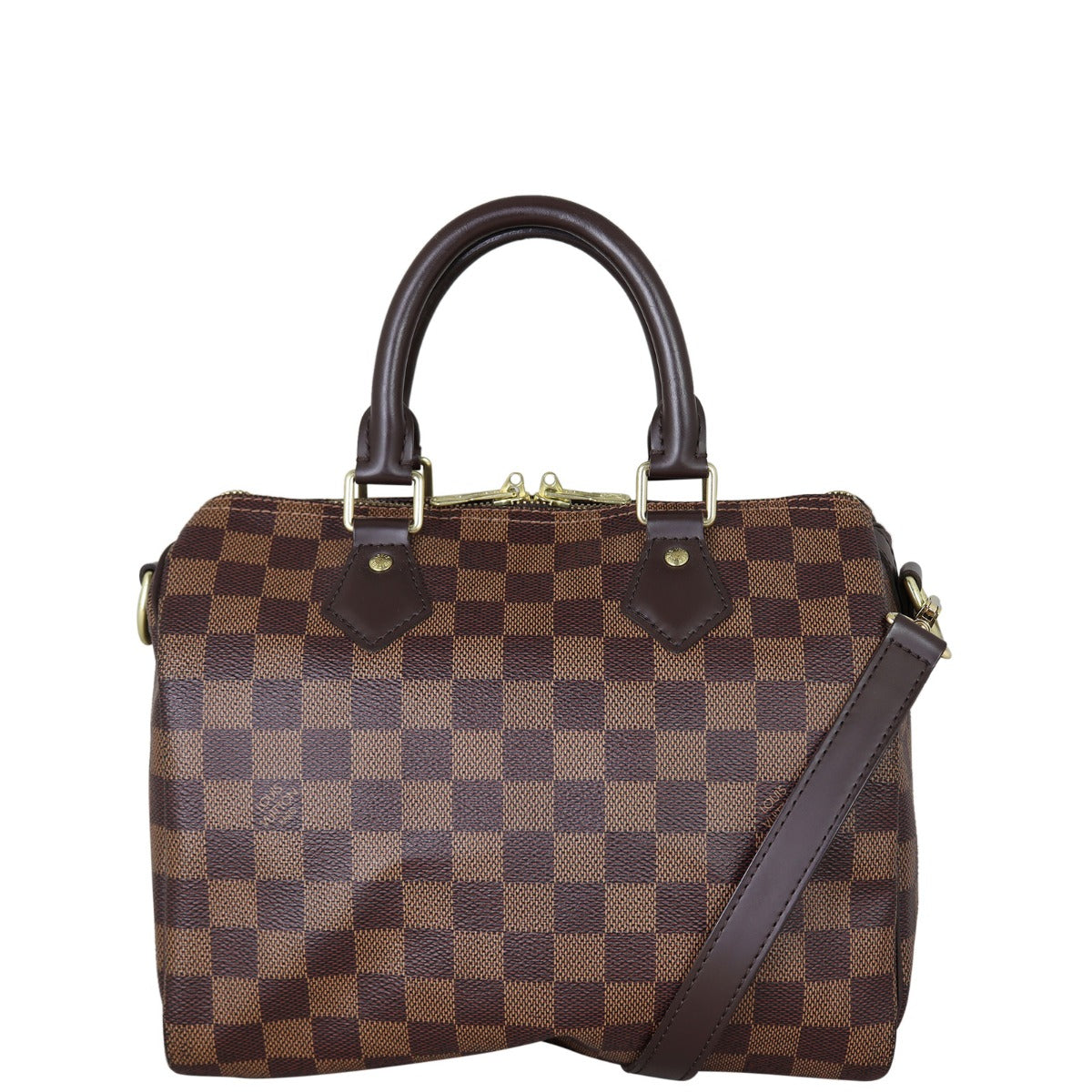 Louis Vuitton Speedy 25 Bandouliere Damier Ebene Front With Strap