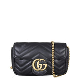 Gucci GG Marmont Matelasse Super Mini Shoulder Bag Front With Chain