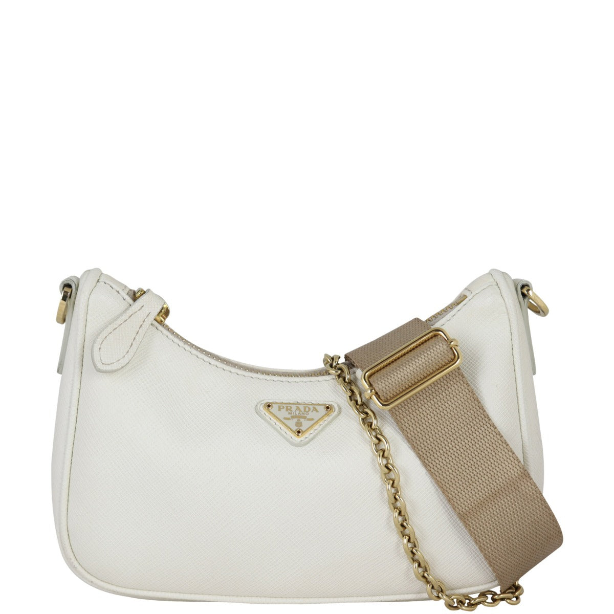 Prada Re-Edition Saffiano Mini Shoulder Bag Front With Strap