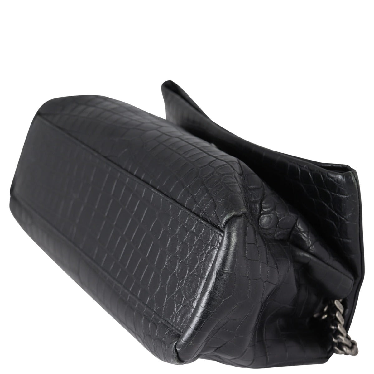 Saint Laurent West Hollywood Medium Croc-Embossed Corner Distance