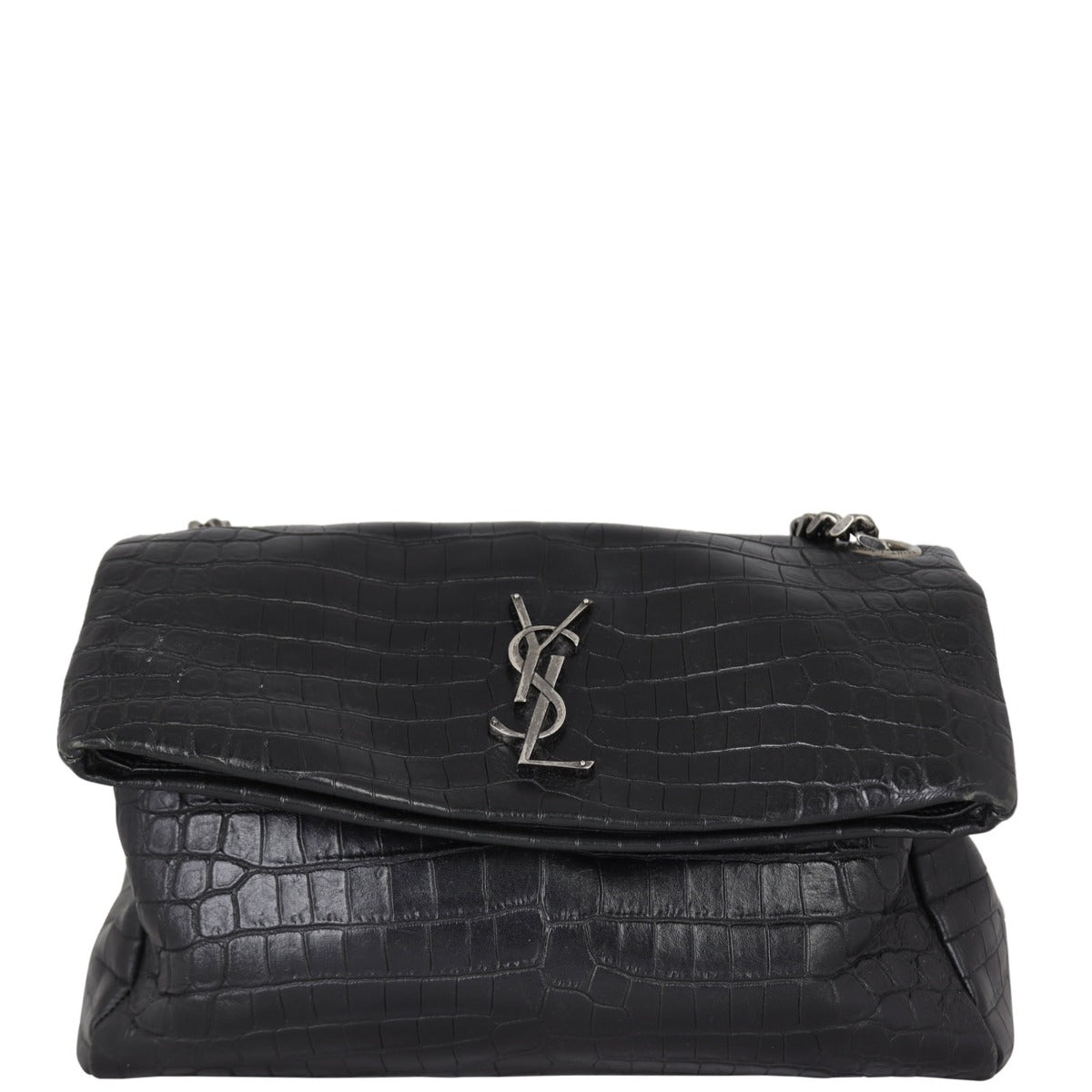 Saint Laurent West Hollywood Medium Croc-Embossed Front