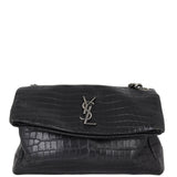 Saint Laurent West Hollywood Medium Croc-Embossed Front
