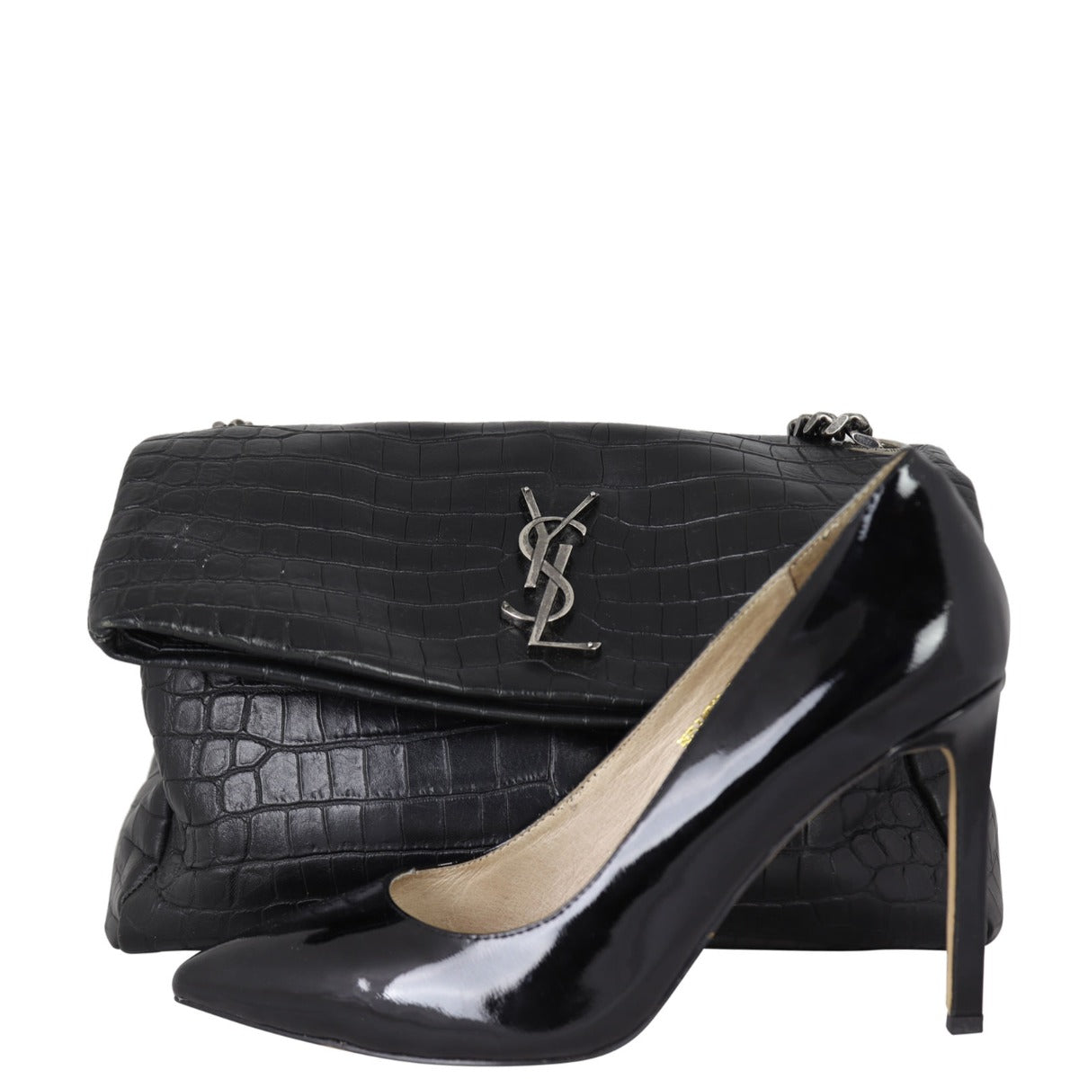 Saint Laurent West Hollywood Medium Croc-Embossed Shoe