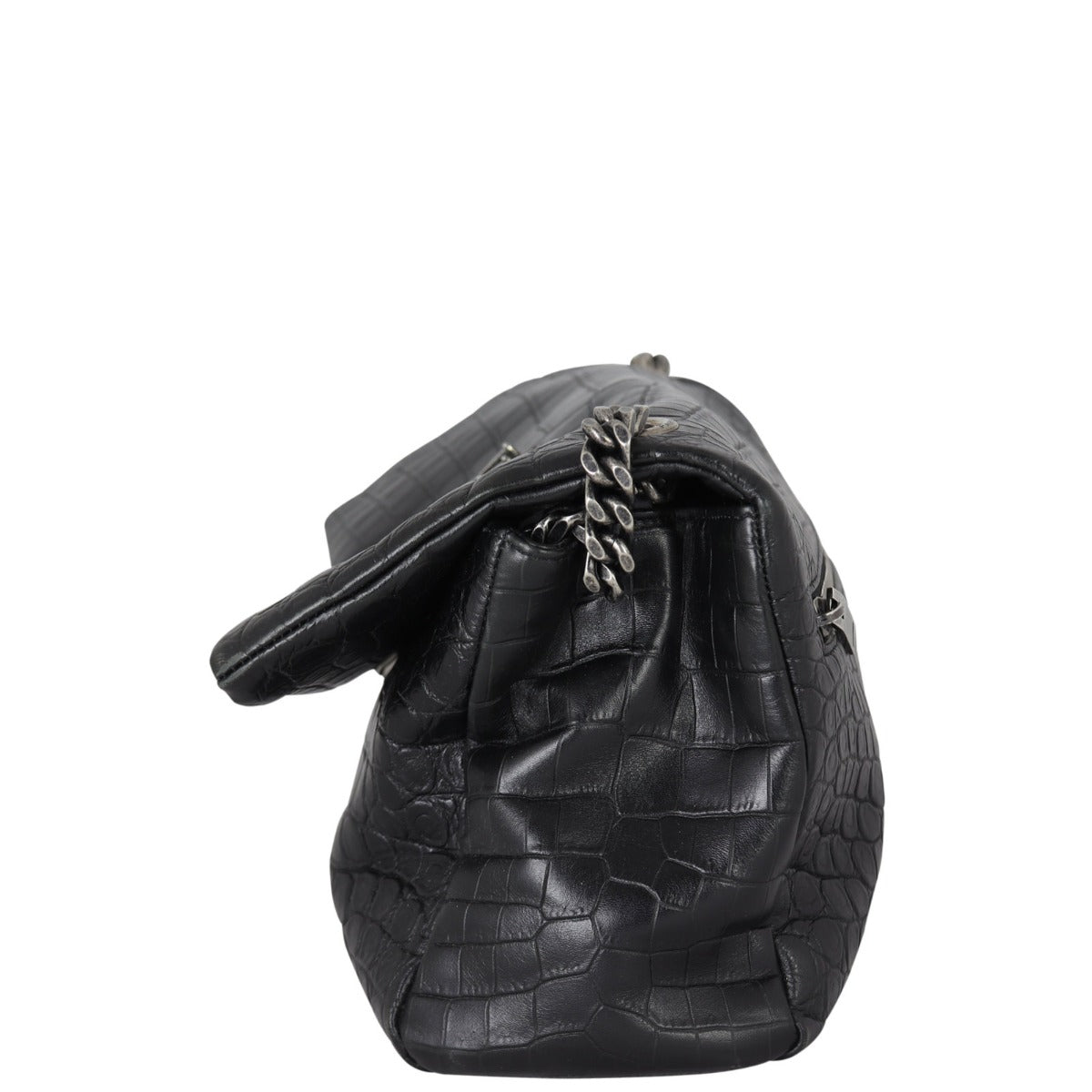 Saint Laurent West Hollywood Medium Croc-Embossed Side