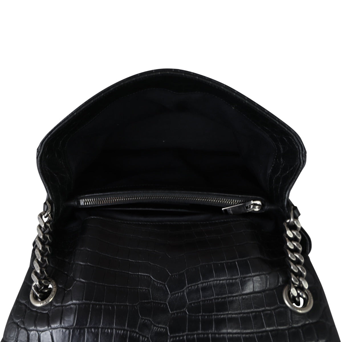 Saint Laurent West Hollywood Medium Croc-Embossed Interior