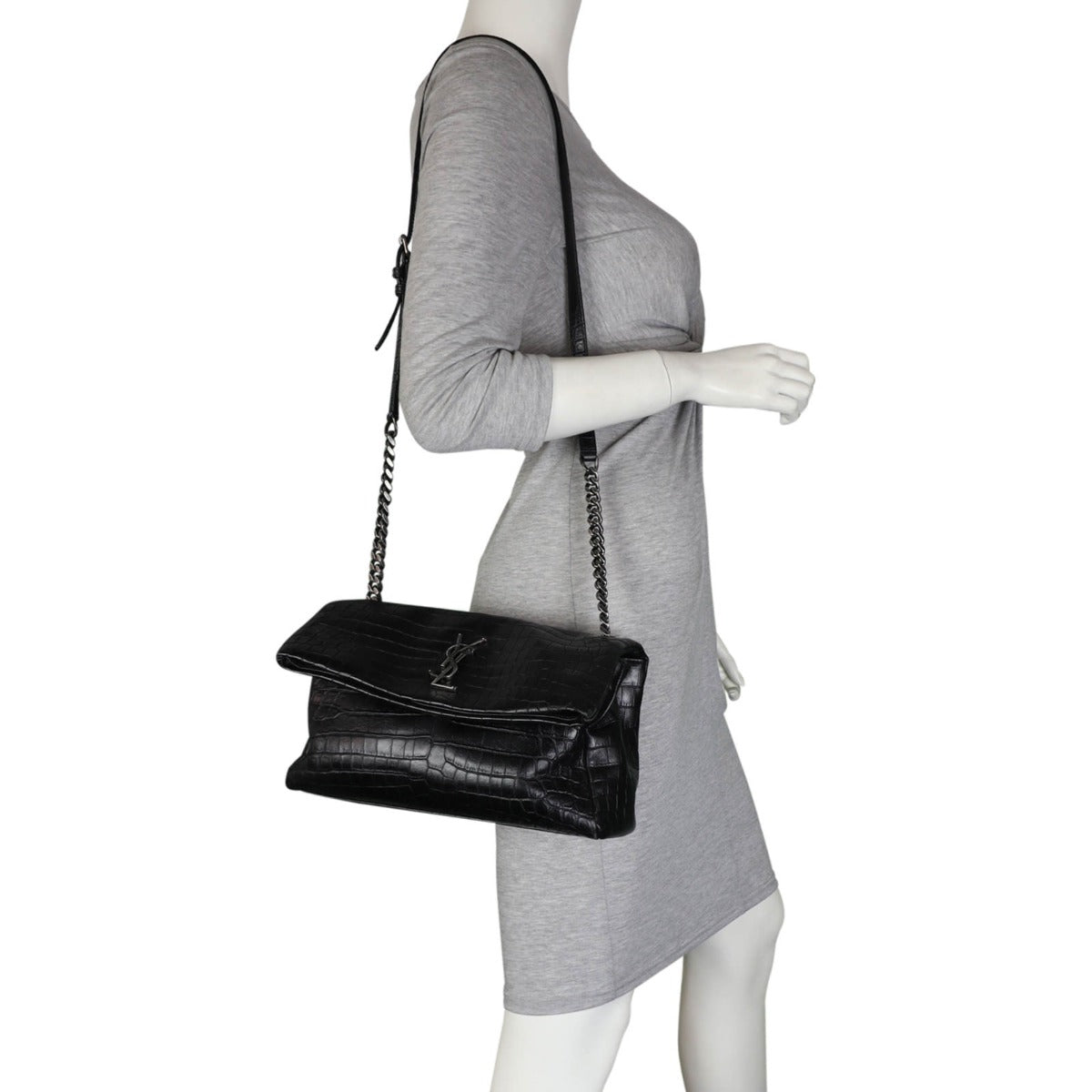 Saint Laurent West Hollywood Medium Croc-Embossed Mannequin