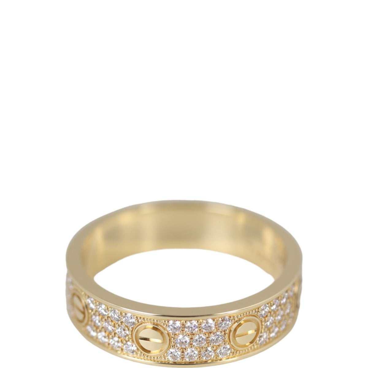 Cartier Love Wedding Band 18k Yellow Gold Diamond Paved