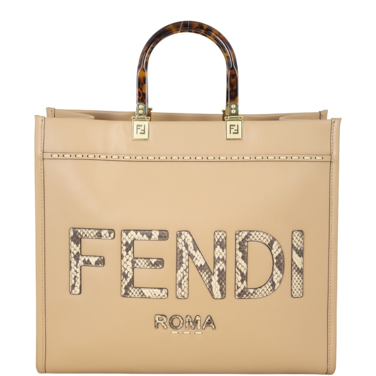 Fendi Sunshine Shopper Medium Python Trim