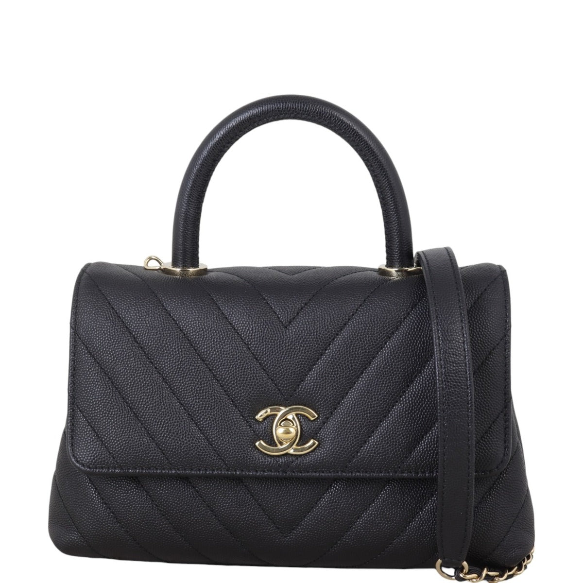 Chanel Coco Top Handle Mini Bag Chevron