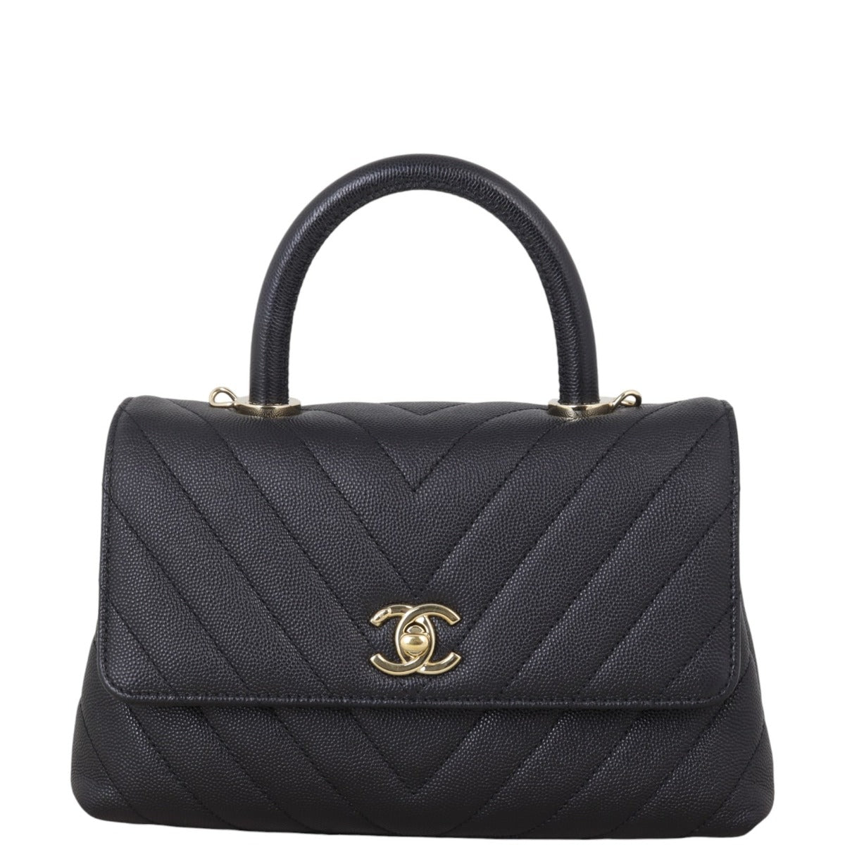 Chanel Coco Top Handle Mini Bag Chevron