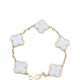 Van Cleef & Arpels Vintage Alhambra 5 Motif Mother of Pearl 18k Yellow Gold Bracelet