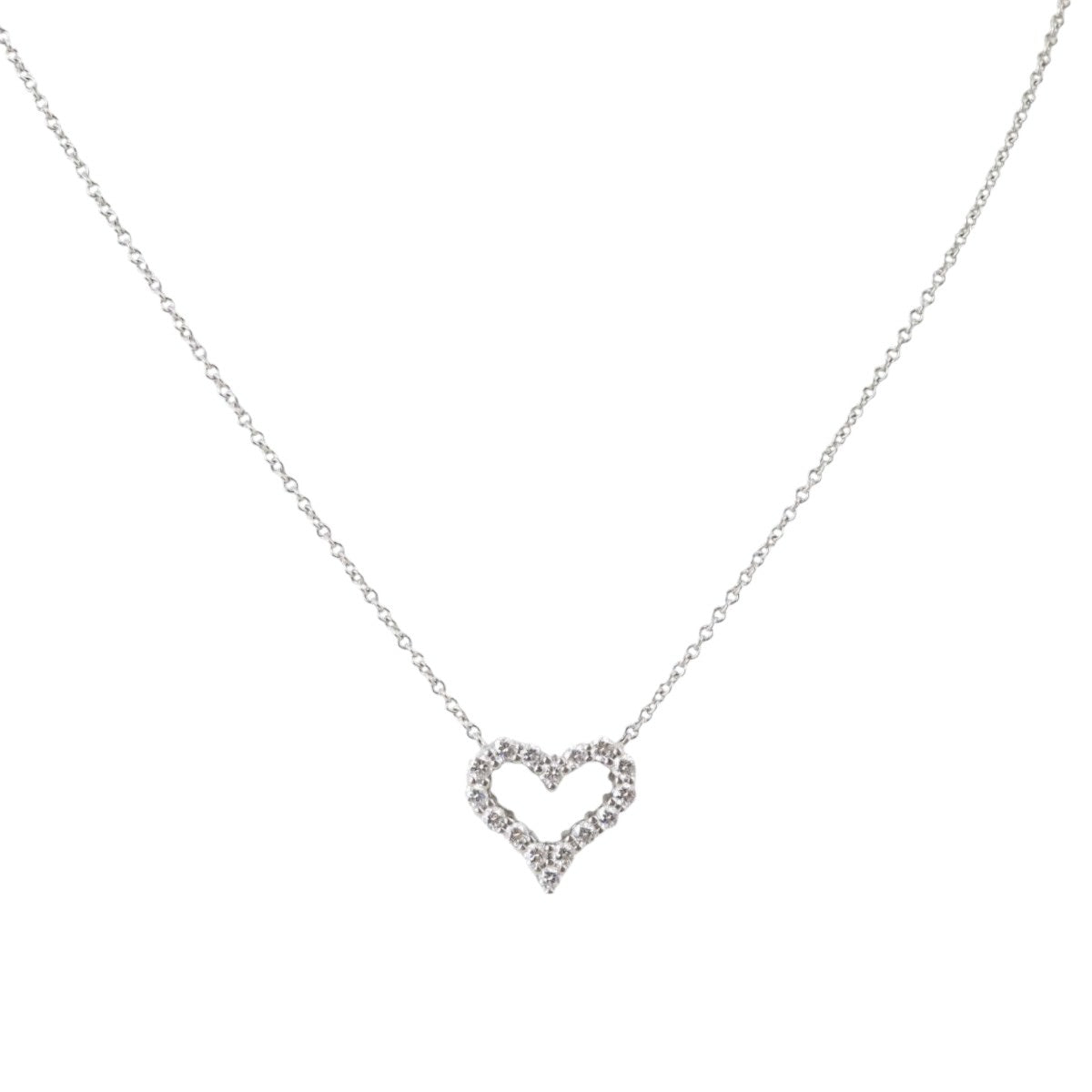 Tiffany & Co Hearts Platinum Diamond Pendant Necklace Mini