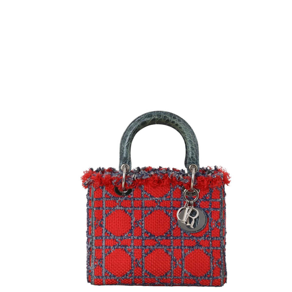 Dior Lady Dior Medium Tweed and Croc Embossed