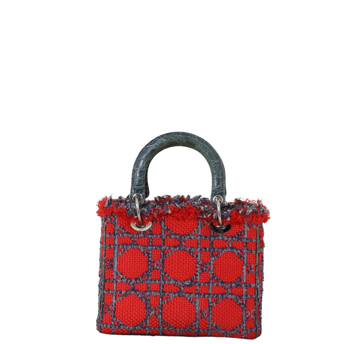 Dior Lady Dior Medium Tweed and Croc Embossed