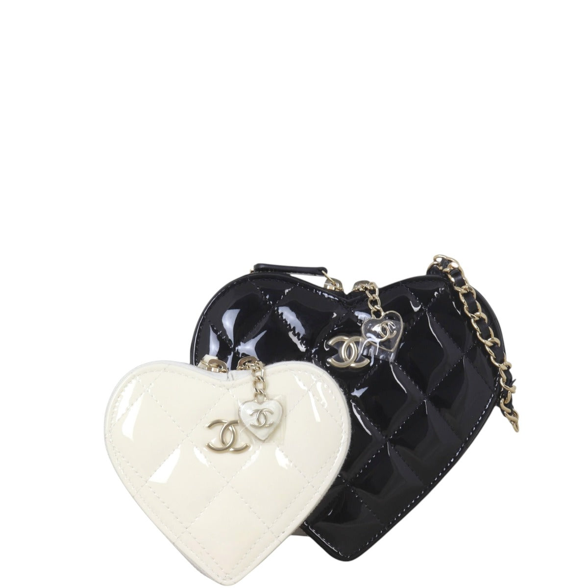 Chanel CC Double Heart Clutch With Chain