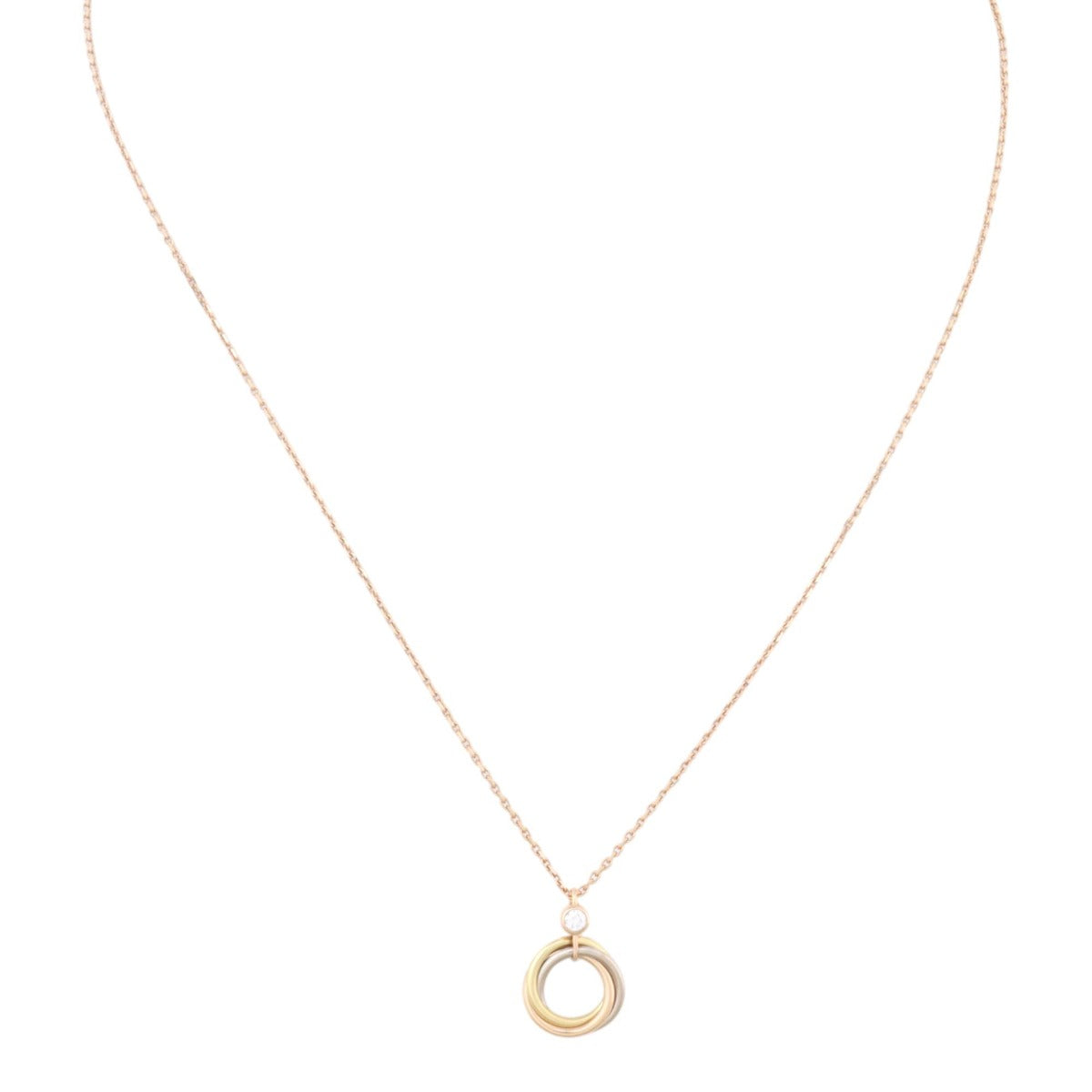 Cartier Trinity Diamond 18k Yellow, White & Rose Gold Necklace