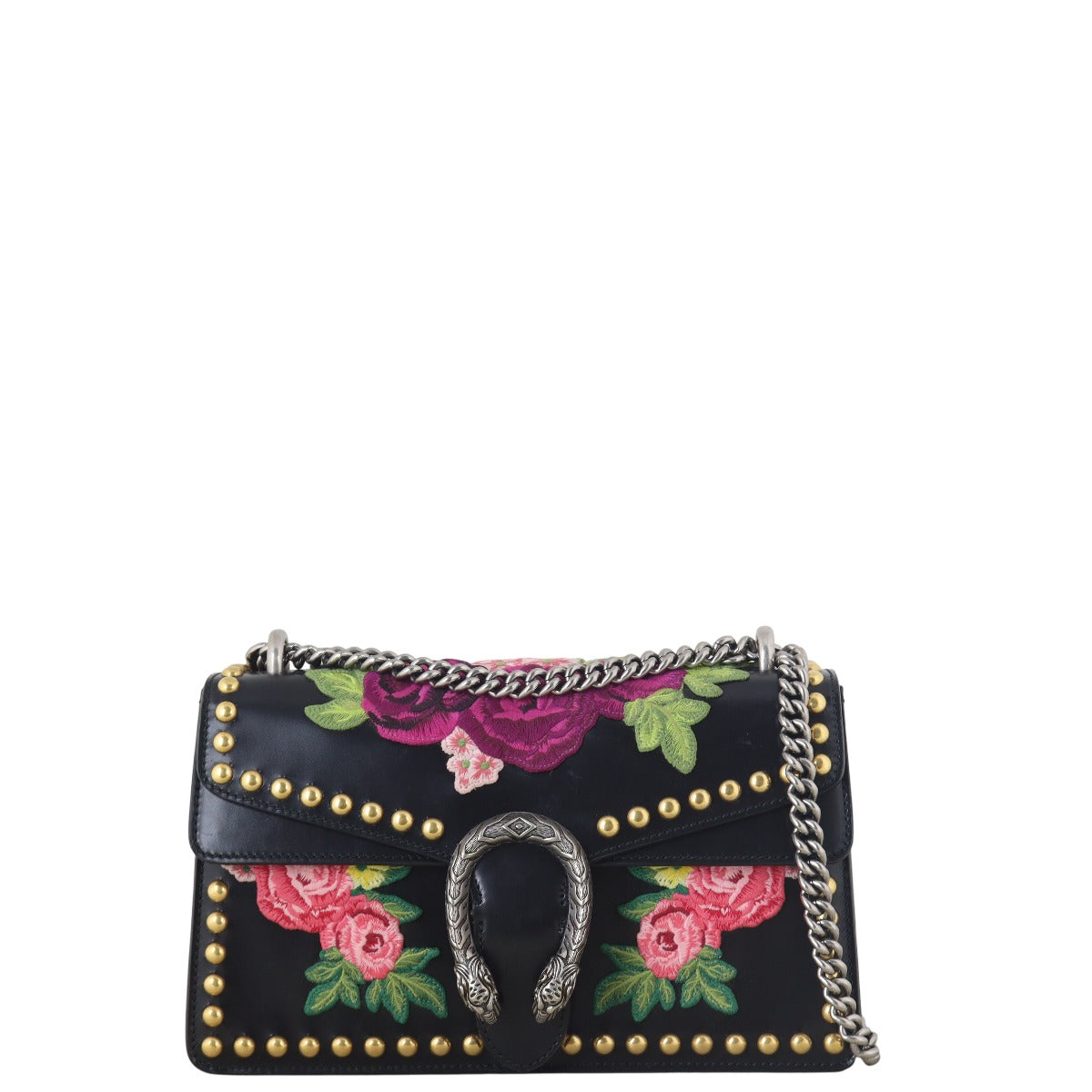 Gucci Floral Embroidered Studded Dionysus Small Shoulder Bag