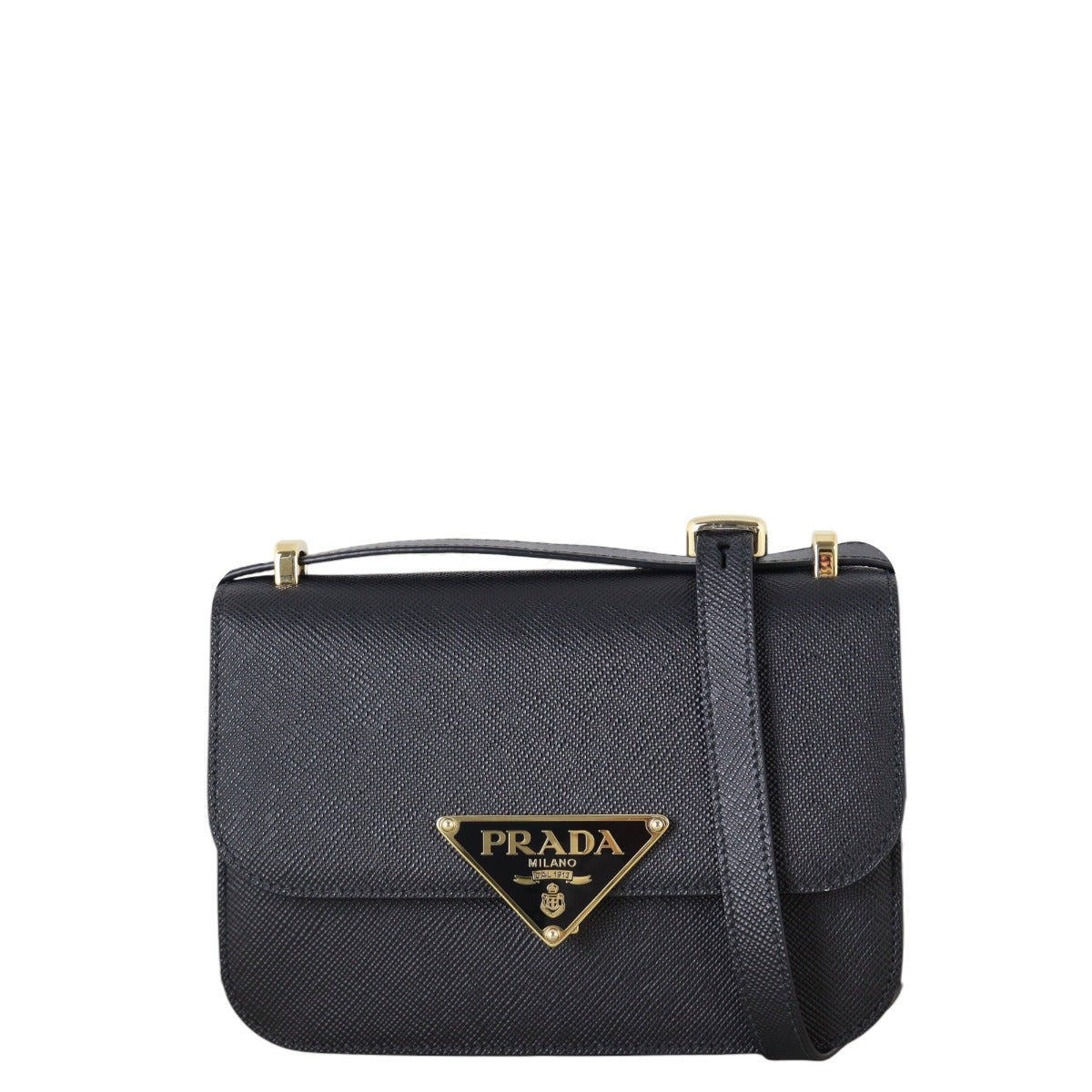 Prada Saffiano Cuir Embleme Flap Shoulder Bag