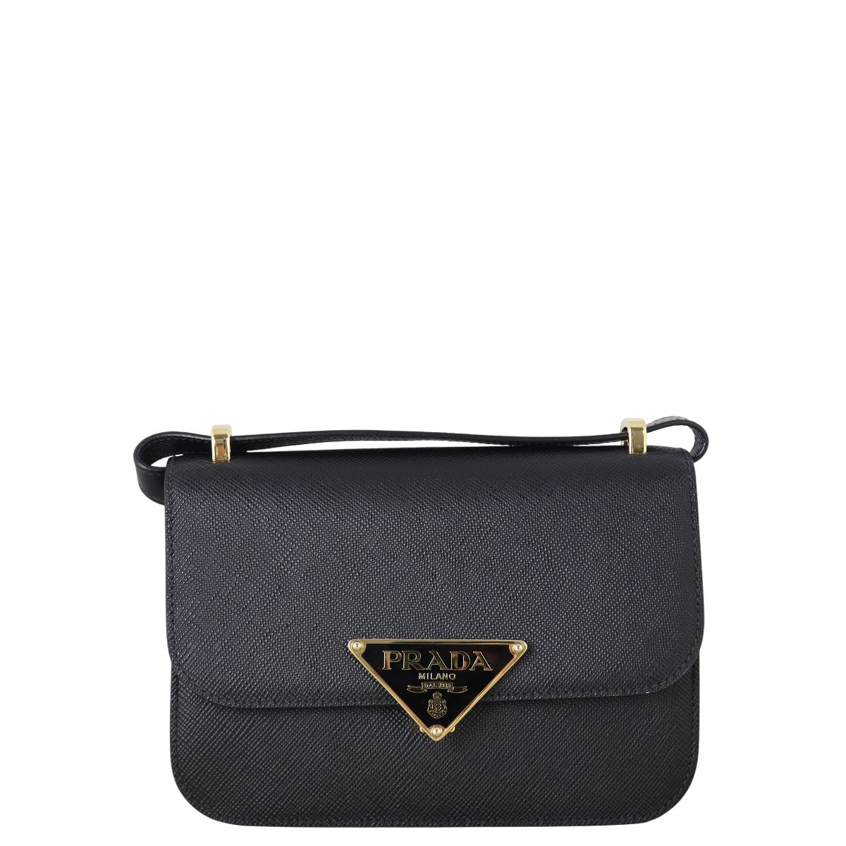 Prada Saffiano Cuir Embleme Flap Shoulder Bag